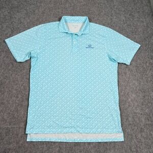 B. Draddy Biscayne Blue‎ Printed Short Sleeve Swift Polo Shirt Men's Size Medium